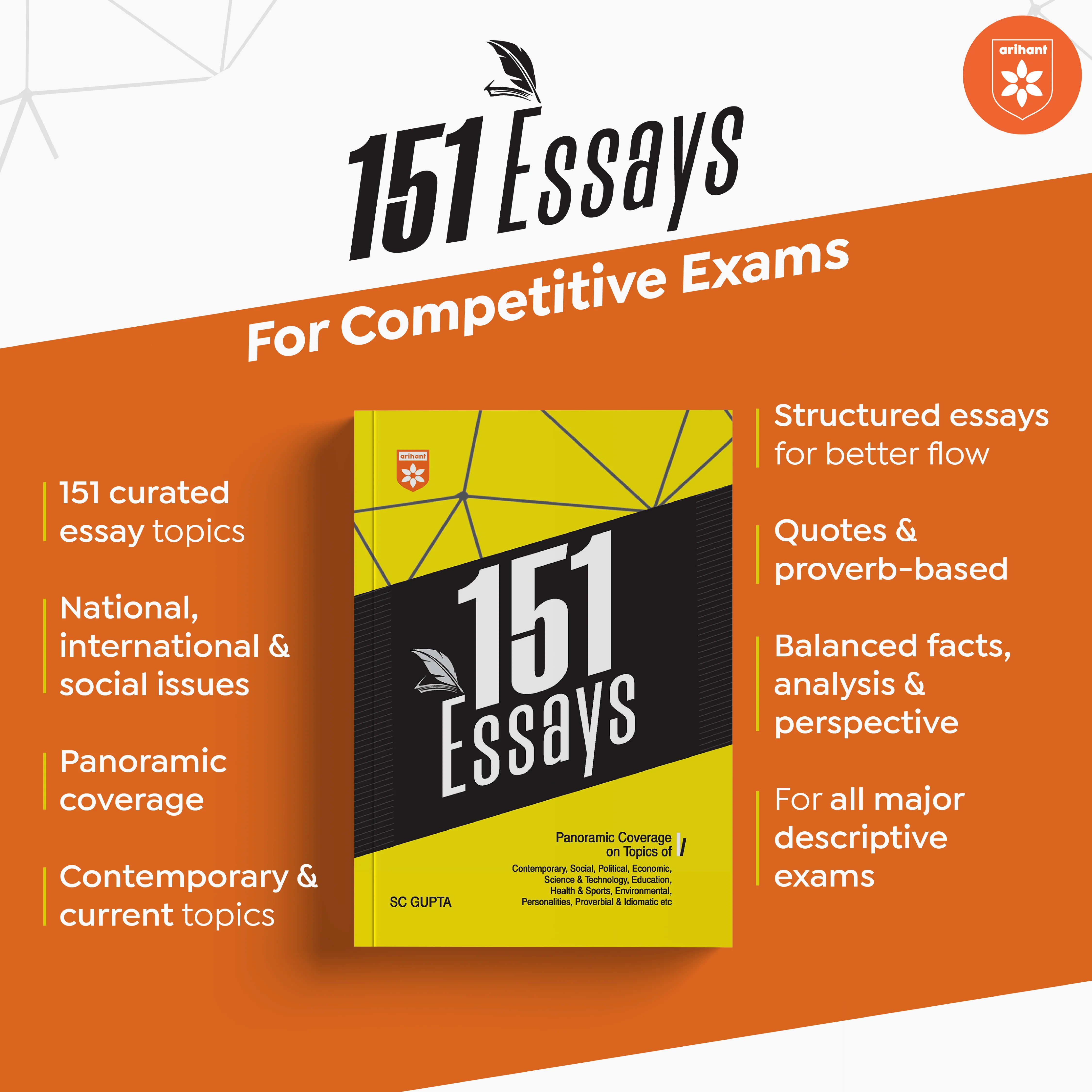 151 Essays for UPSC, State PSCs & Competitive Exams | Contemporary, Social, Political, Economic, Science & Technology Topics | Competitive Exams & Academic Writing | by S.C. Gupta - Image 2