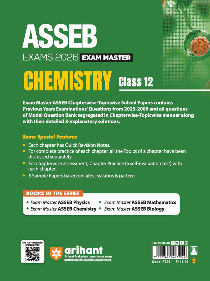 ASSEB Exam Master Chemistry Class 12 Exam 2026 | Chapterwise-Topicwise Coverage of Whole Syllabus | Sample Paper Based on Exam 2026 - Image 2