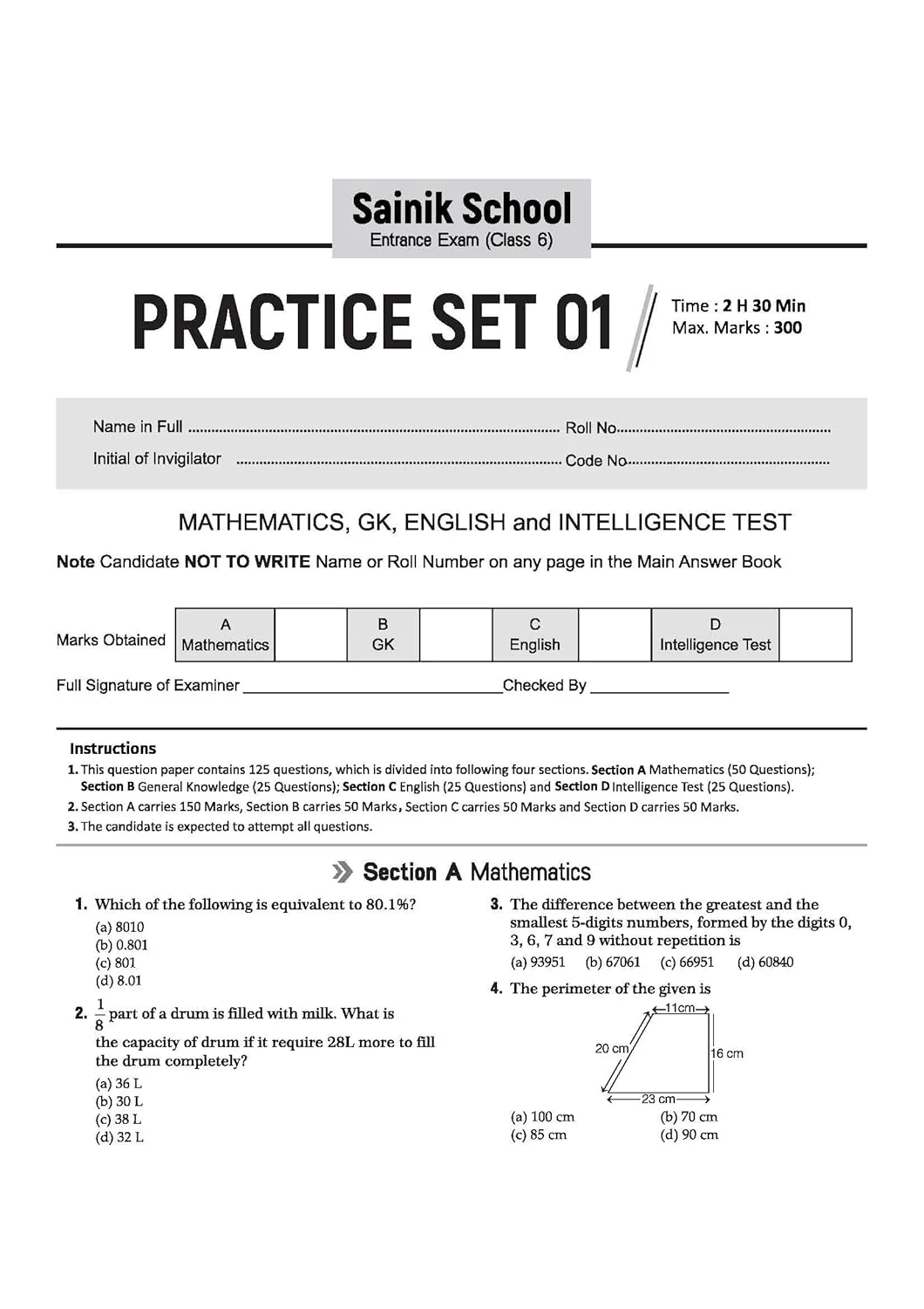 AISSEE Sainik School Class 6 Entrance Exam 2027 | Practice Sets with Solved Paper 2026 | With OMR Sheet | As per Latest Exam Pattern - Image 3