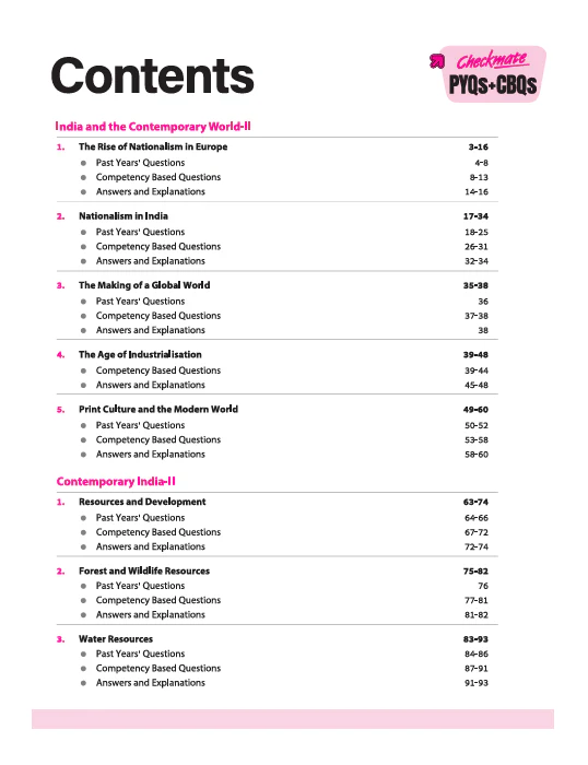 Checkmate CBSE Class 10 Social Science | PYQs & CBQs (Competency Based Questions & Previous Year Question)| Updated Edition 2026 - Image 3