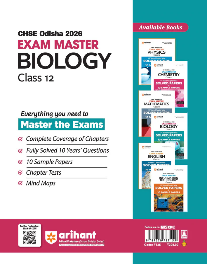 CHSE Odisha Class 12 Biology Master 2026 | 10 Years Chapterwise Solved Papers & 10 Sample Papers | Fully Revised Edition | +2 Second Year - Image 2