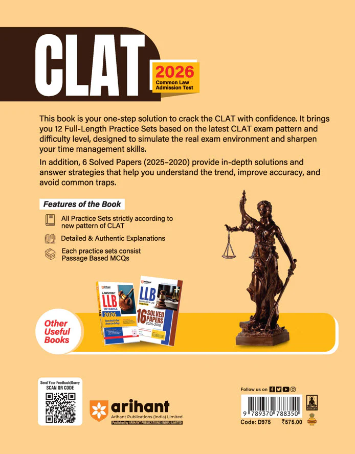 CLAT (Common Law Admission Test) 2026 | 12 Practice Sets & 6 Solved Papers (2025-2020), | MCQs, Detailed & Authentic Explanations - Image 3
