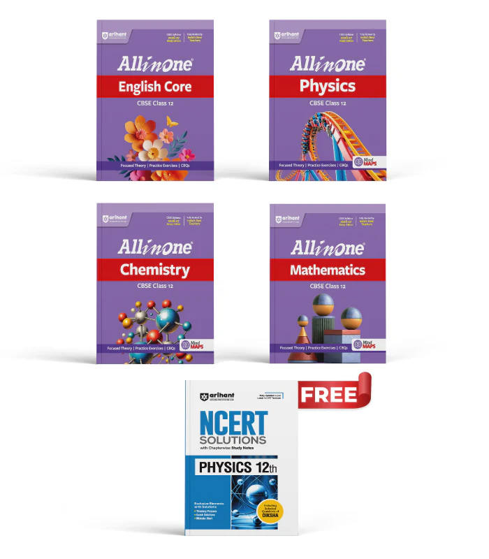 Combo of CBSE All in One Class 12th Exam 2026-2027 | Hindi Kendrik, English Core, Physics, Chemistry, Mathematics | With Free NCERT Solutions Physics 12th @225