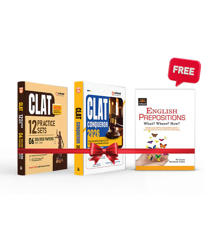 Combo of CLAT Exam 2026 | Study Guide & 13 Practice Sets & 05 Solved Paper | English Medium