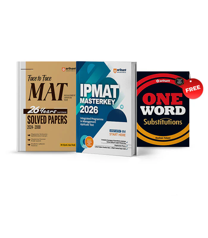 Combo of IPMAT & Face to Face MAT Entrance Exam 2026 | Study Guide & Solved Paper | With Free One Word Substitutions | English Medium