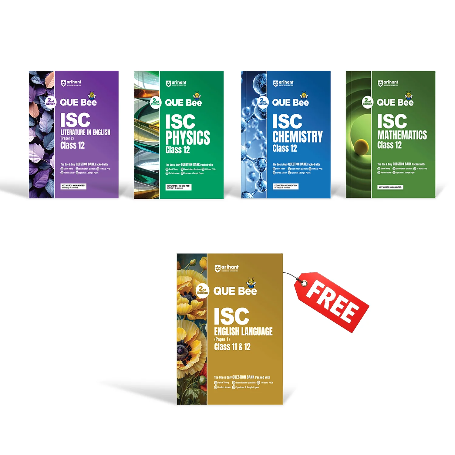 Combo of ISC QUEE BEE Class 12 Exam 2027 | English Lit (Paper-2), Physics, Chemistry, Mathematics| With Free ISC English Language (Part 1) Class 11 & 12