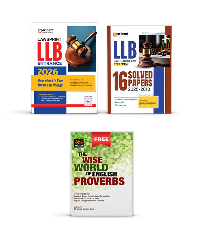 Combo of LLb Entrance Exam 2026 | Study Guide & Solved Papers | With Free English Proverbs | English Medium