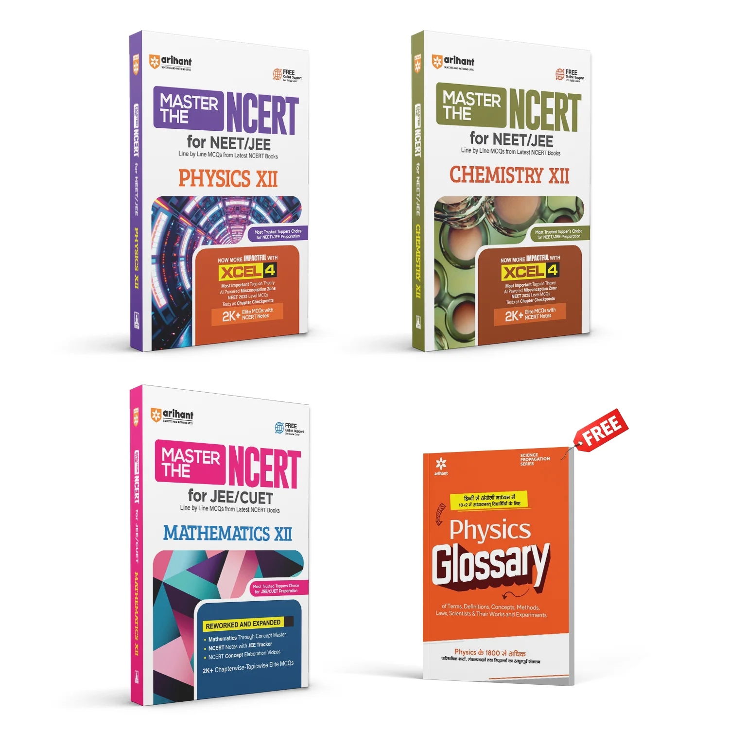 Combo of Master the Ncert Physics, Chemistry & Mathematics Class 12th | For JEE & CUET 2026 | With Free Physics Glossary | English Medium