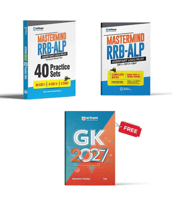 Combo of Mastermind RRB ALP (Assistant Loco Pilot) Exam 2026 | 40 Practice Sets & Solved Papers & Complete Notes with Mock Tests & Solved Papers | With Free General Knowledge 2027 | English Medium