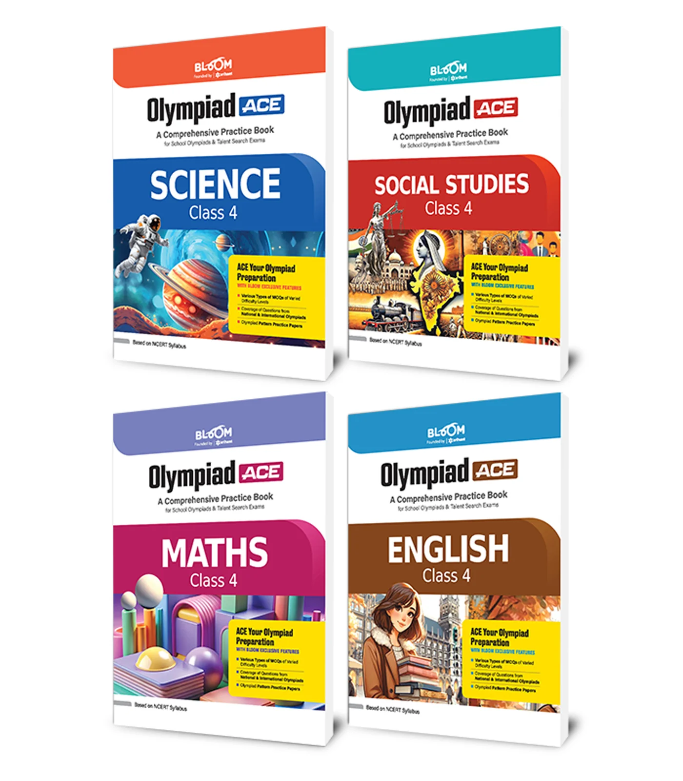 Combo of Olympiad ACE Class 4 | English, Maths, Science & Social Studies