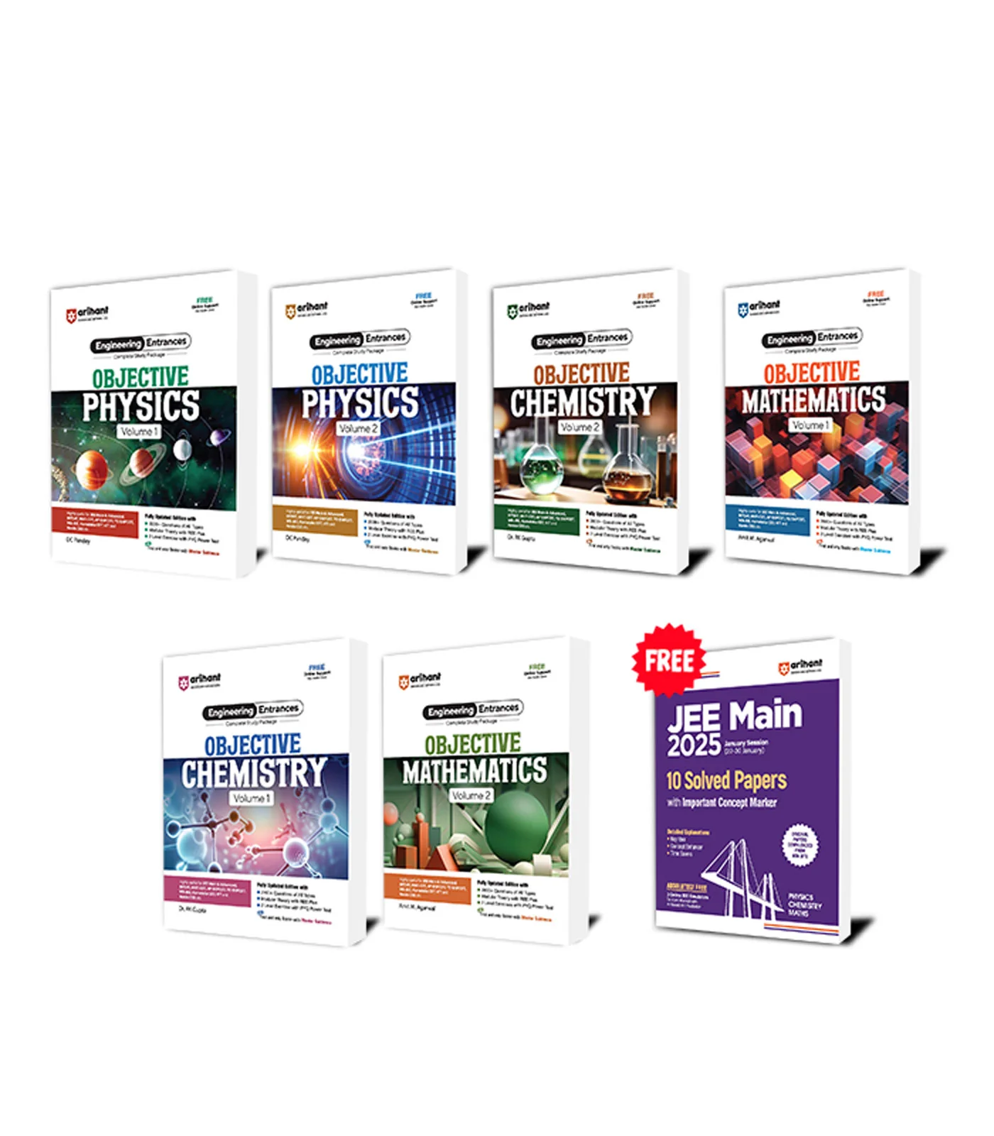 Combo of Physics, Chemistry & Maths (Vol.1 & Vol.2) For Engineering Entrances | With Free JEE Main 2025 10 Solved Papers