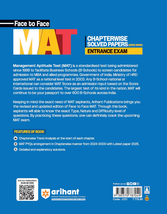 Face to Face MAT Entrance Exam | Years Chapterwise Solved Papers (2025-2000) | English Medium - Image 4