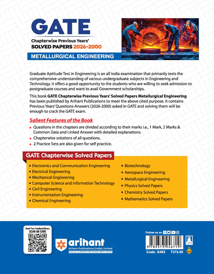 GATE Metallurgical Engineering Chapterwise Solved Papers 2026–2000 |Chapterwise & Yearwise Detailed Explanations as per GATE Pattern - Image 8