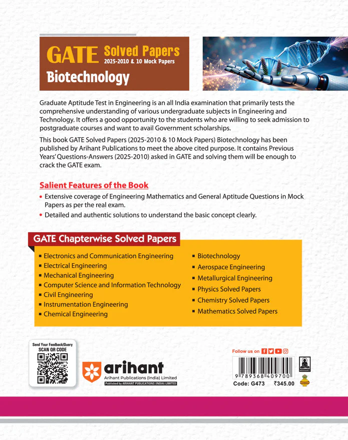 GATE Solved Papers 2025 -2010 & 10 Mock Papers | Biotechnology | Akansha Singhal - Image 2