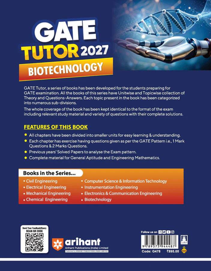 GATE Tutor 2027 Biotechnology | Solved Papers 2023–2026 & 3 Mock Tests | Complete ECE Preparation Book | Pfo. BM Agarwal, Akansha Singhal, Vidhika Goel - Image 9