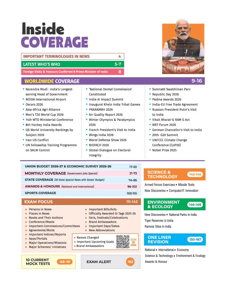 Headlines Current Affairs 2026 | Govt. Jobs Special - 360° Coverage April 2025–April 2026 | UPSC, State PCS, SSC, NDA/CDS, Railway & Police Exams | Exam Pattern Oneliners & Infographic with 10 Mock Tests - Image 4