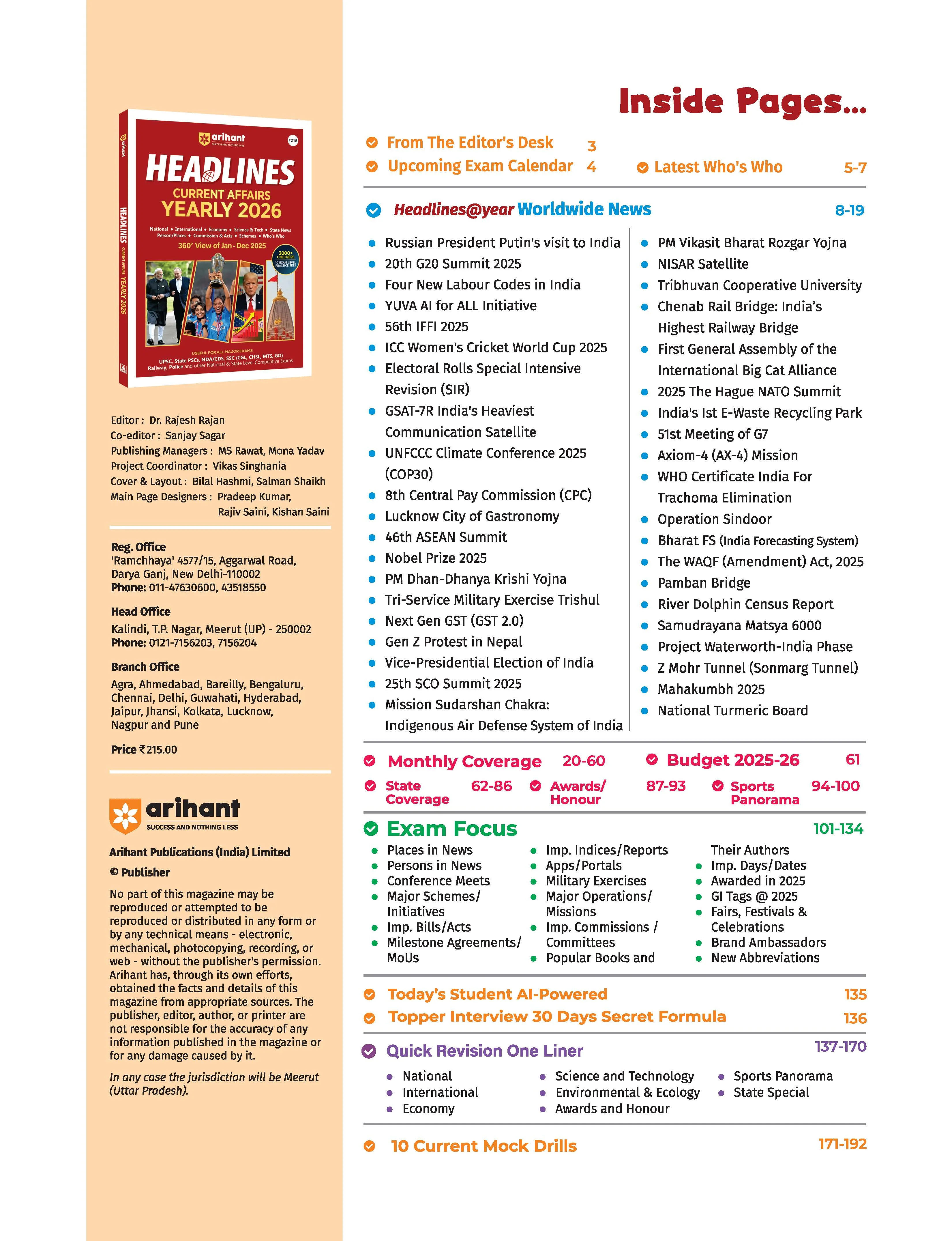 Headlines Current Affairs Yearly 2026 | 360° Review of Jan–Dec 2025 | 3000+ One-Liners & 10 Current Practice Sets | National, International, Economy, Science & Tech | UPSC, State PSC, SSC, NDA/CDS Exams | English Language - Image 3