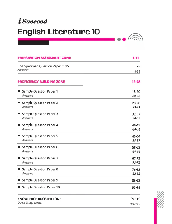 i-Succeed ICSE 2026 – Literature in English (Paper 2) Class 10 | 10 Sample Question Papers | Based on Latest ICSE Syllabus | Includes Solved Specimen Paper, 2025 Board Paper & Council-style Answers - Image 3
