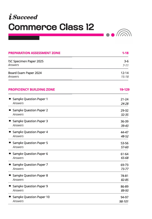 i-Succeed ISC 2026 – Commerce Class 12 | 15 Sample Question Papers | Based on Latest ISC Syllabus | Includes Solved Specimen Paper, 2025 Board Paper & Council-style Answers - Image 3