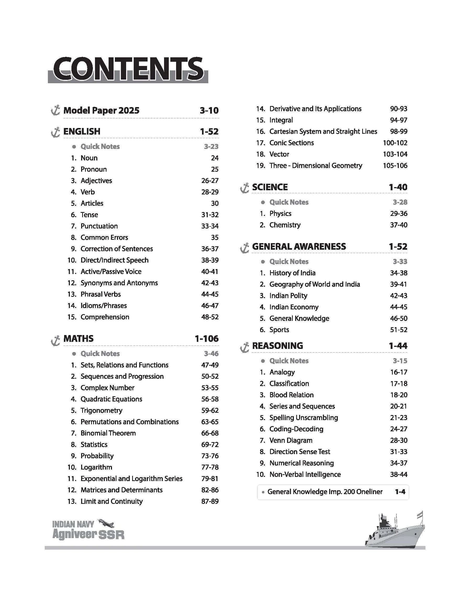 Indian Navy Agniveer SSR (Senior Secondary Recruit) Exam 2026 | Study Guide | Chapterwise Study Notes & Practice Questions | Based on Latest Exam Pattern - Image 3