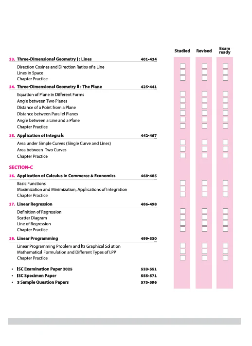 ISC All In One Mathematics Class 12 Exam 2026 | Topic & Chapter Exercises, Exam Pattern Questions, Specimen & Sample Papers With Board's Questions Upto 2025 - Image 4