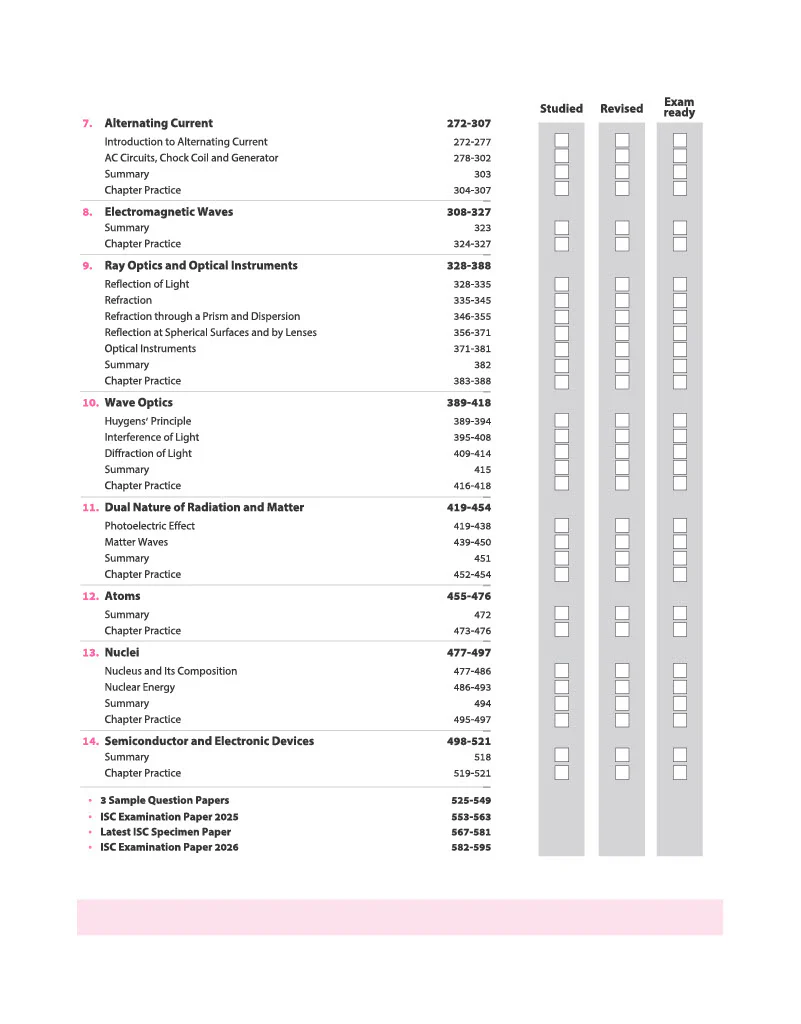 ISC All in One Physics Class 12 Exam 2027 | Complete Study Guide with Internal Assessment | Theory, Chapter Exercises, Sample Papers & Exam Questions - Image 5