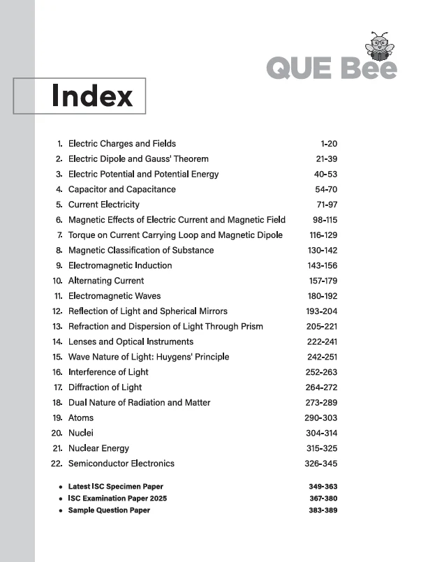 ISC QUE Bee Physics Class 12 Exam 2026 | Quick Theory, Exam Pattern Questions, 10 Year PYQ's & Sample Question Papers | Key Words Highlighted - Image 2