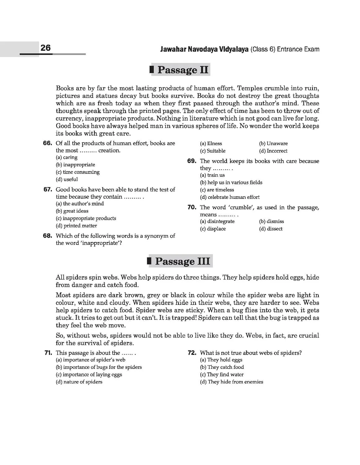 Jawahar Navodaya Vidyalaya Class 6 Entrance Exam 2027 | Solved Papers (2006–2026) 100% Solutions | Mental Ability, Arithmetic & English Language Test | Based on Latest JNVST Exam Pattern | English Medium - Image 9