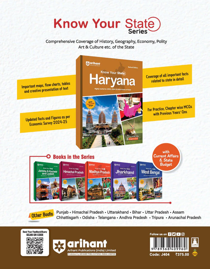 Know Your State Haryana (General Knowledge) | With Coloured Map & Practice MCQs, PYQs & Budget 2025-26 | For HPSC, HSSC & Other Exams | Revised Edition - Image 2