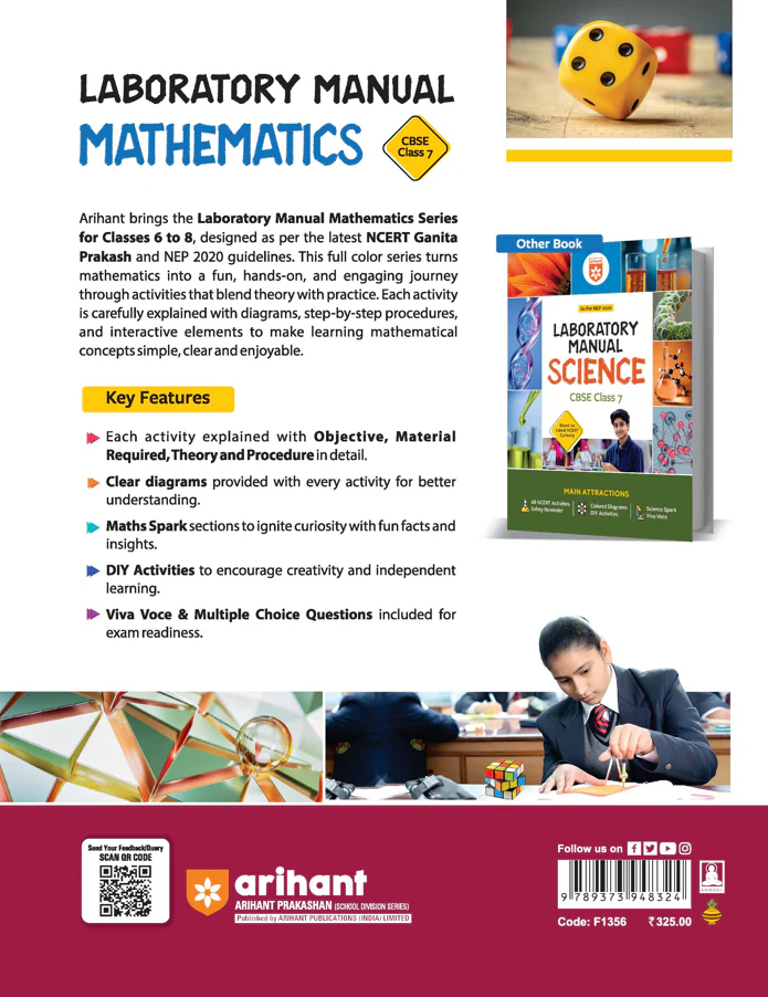 Lab Manual Mathematics CBSE Class 7 | Based on New NCERT Ganita Prakash (Part 1 & 2) | Colour Diagrams, DIY Activities & NCERT Experiments | NEP 2020 Edition - Image 2