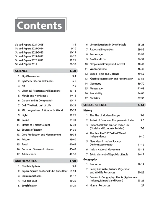 Prayas Residential Schools Class 9 Entrance Exam 2026 Study Guide| Sectionwise To-The-Point Notes, Exam Pattern Practice MCQs & Latest Solved Paper 2025 - Image 3