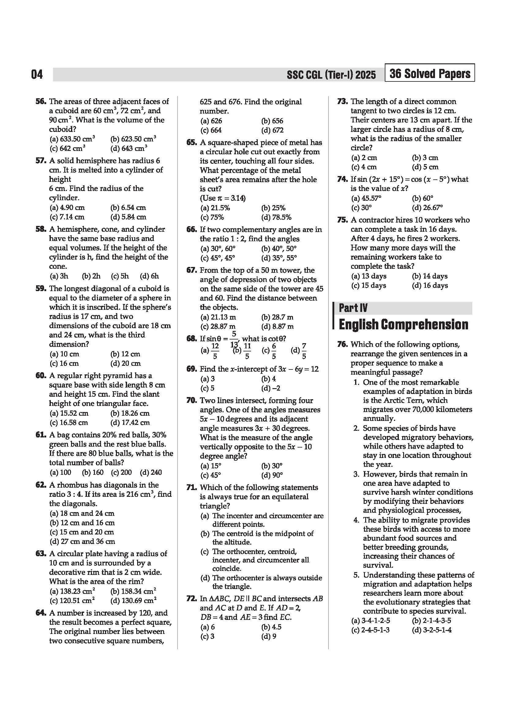 SSC CGL (Tier 1) Exam 2026 | 36 Solved Papers (Eduquity + TCS Based) | 3600+ Questions, Official Answer Key, Detailed Solutions with FREE Current Affairs PDF - Image 7