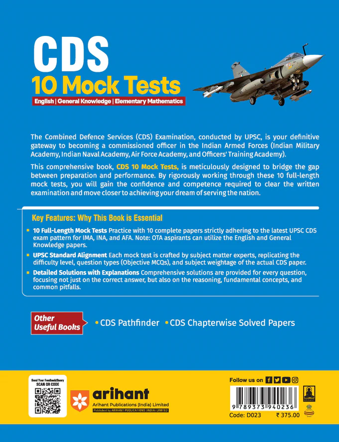 UPSC CDS 2026 – 10 Mock Tests | Complete Practice Book for English, General Knowledge & Elementary Mathematics | Latest Pattern, Detailed Solutions, Trend Analysis (2025–2022) & OMR Sheets - Image 3