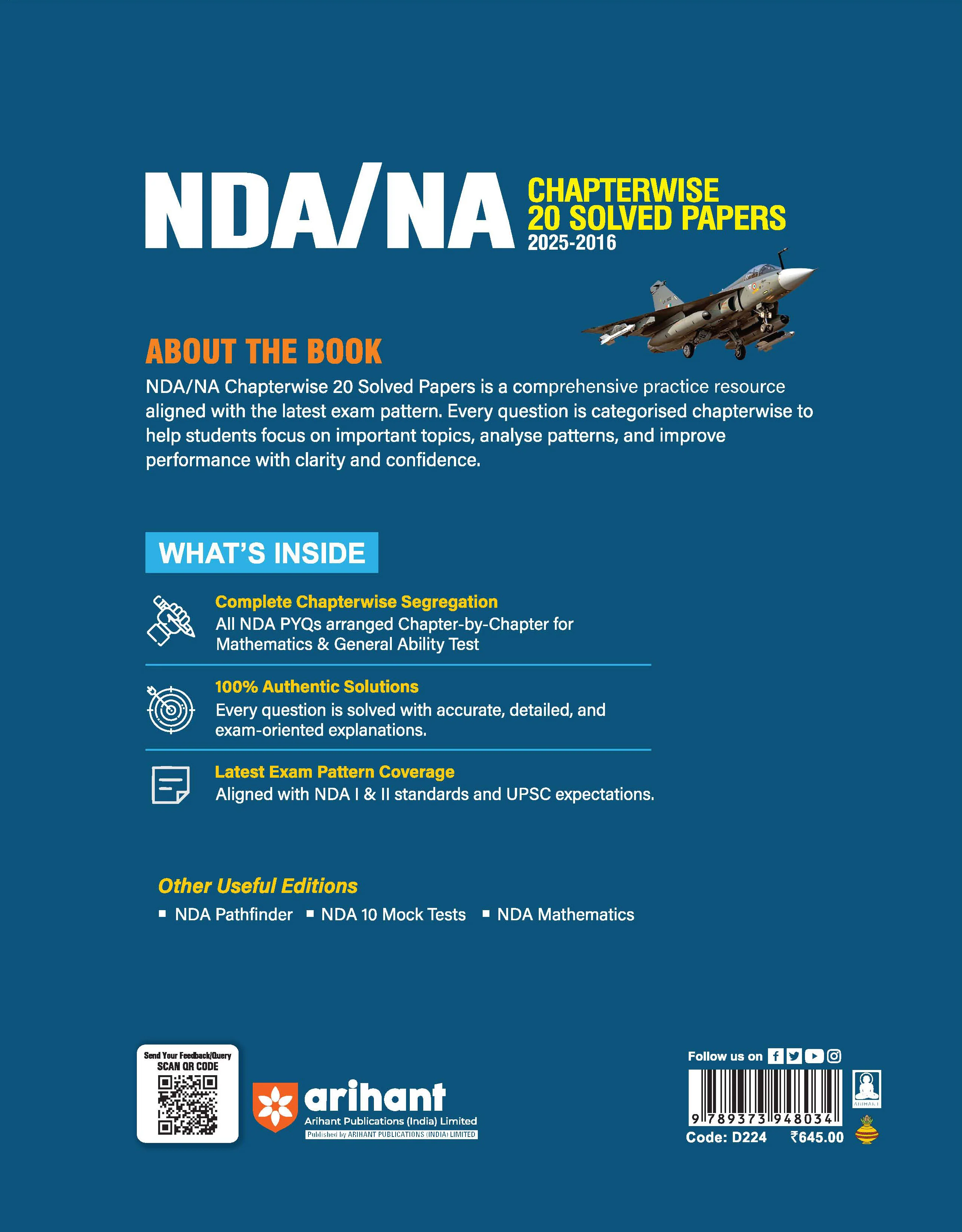 UPSC NDA/NA 2026 — Chapterwise 20 Solved Papers (2025–2016) | Mathematics & General Ability Test (GAT) | Detailed Explanations & Trend Analysis | 5000+ MCQs - Image 4