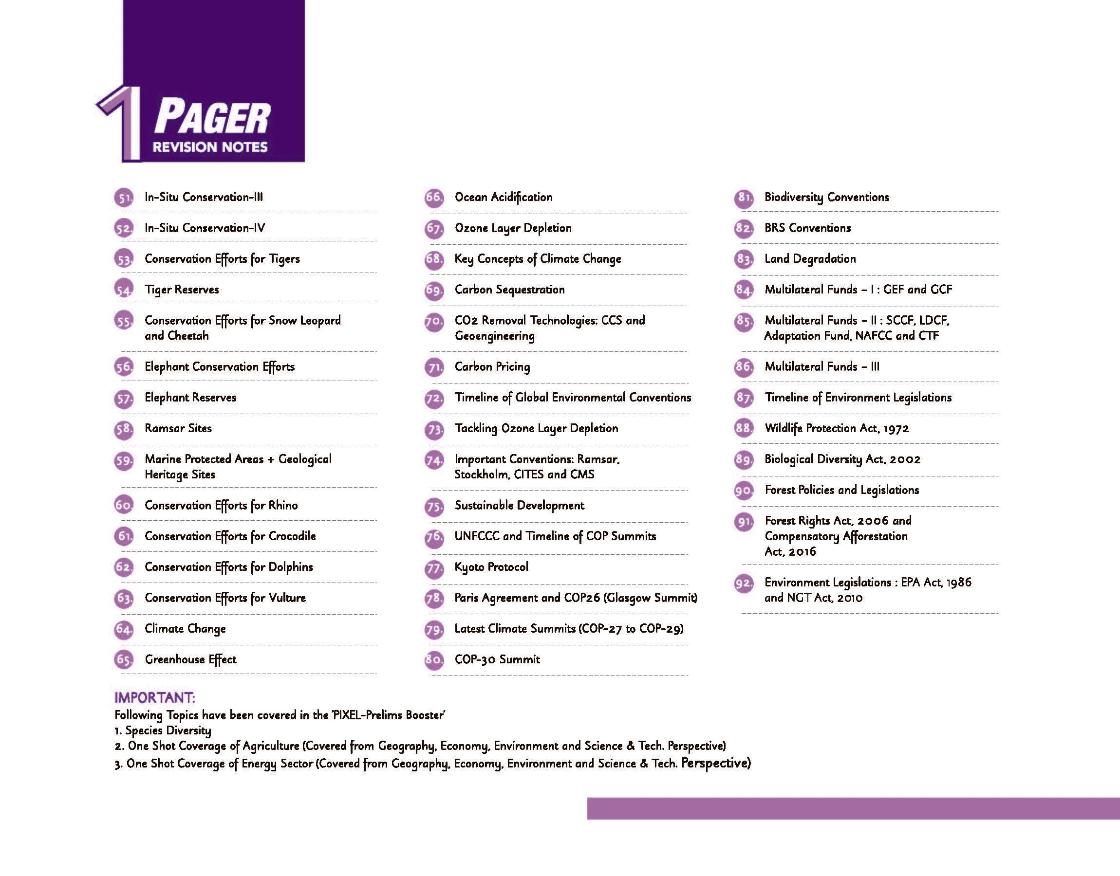 UPSC Prelims Environment | Pixel 1-Pager Revision Notes | Fast Revision, Entire Prelims GS in 1-Page Format, Concept & Fact Infographics with PYQ-Based Preparation - Image 5